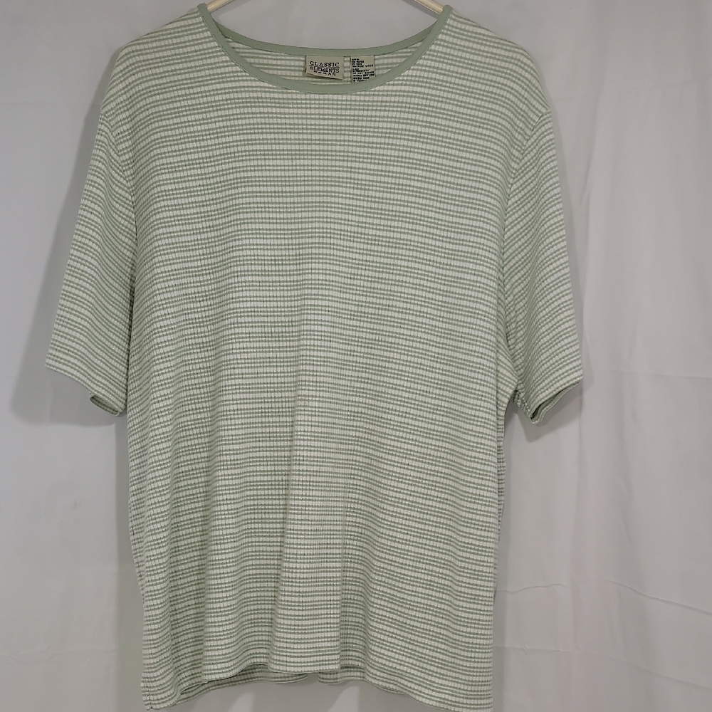 Classic Elements Green and White Short Sleeve Tee